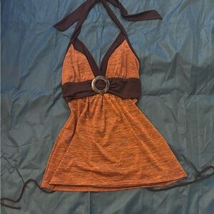 Orange and Brown Halter Top